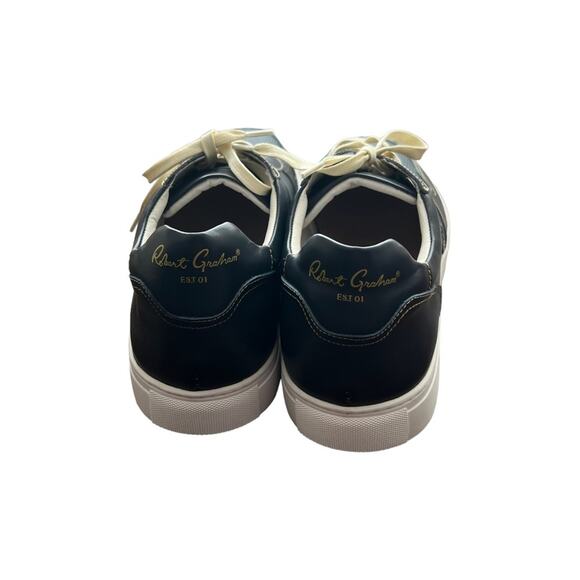 Robert Graham Barrelman Leather Sneakers In Navy Blue Size 11 - Picture 4 of 13